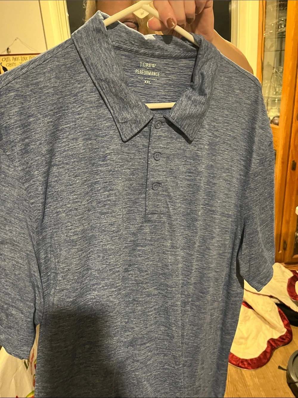 J. Crew Men's Heathered Light Blue Performance Polo